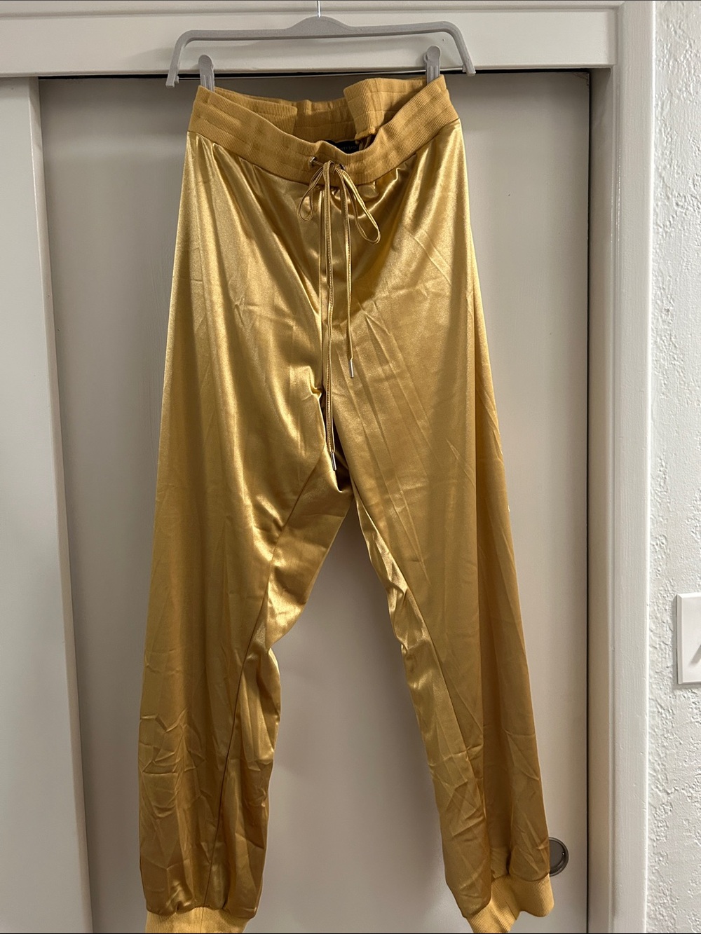 Ashley Spirt Gold Satin Drawstring Pants